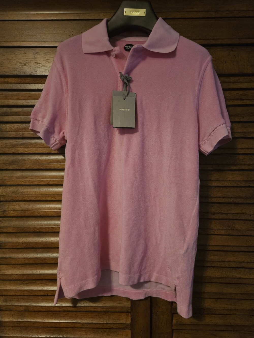 Tom Ford Light Pink Short-Sleeve Towelling Polo Size 48IT Or Medium
